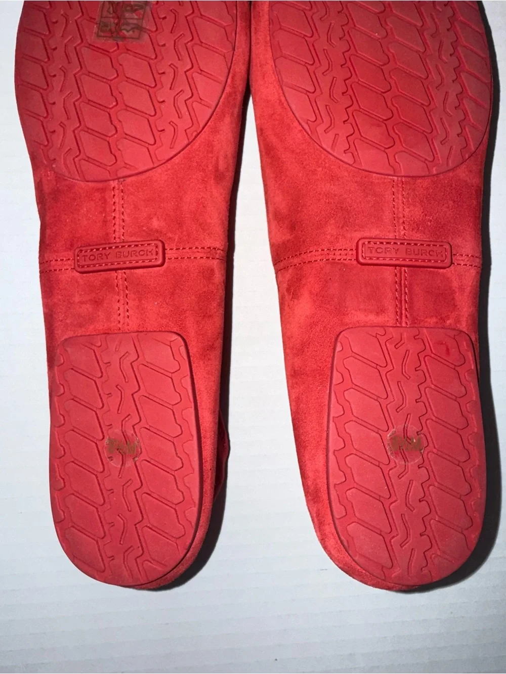 New TORY BURCH Red Suede Leather REVA Travel Foldable Comfort Ballet Flats 8.5